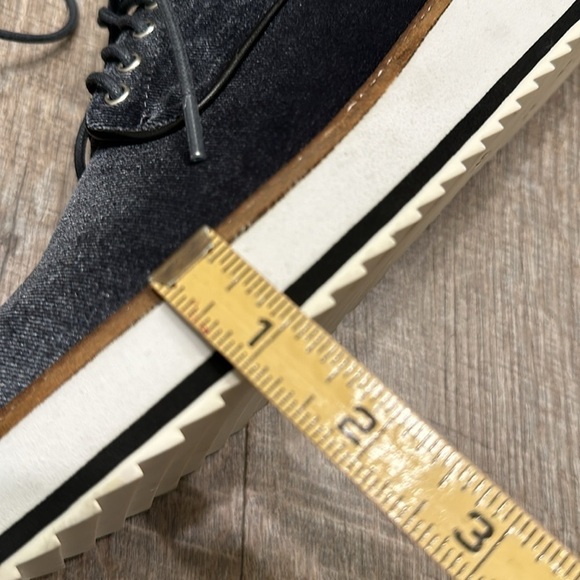 Shellys London steel blue velvet platform lace up white sole Oxford size 7 1/2 - Picture 8 of 14